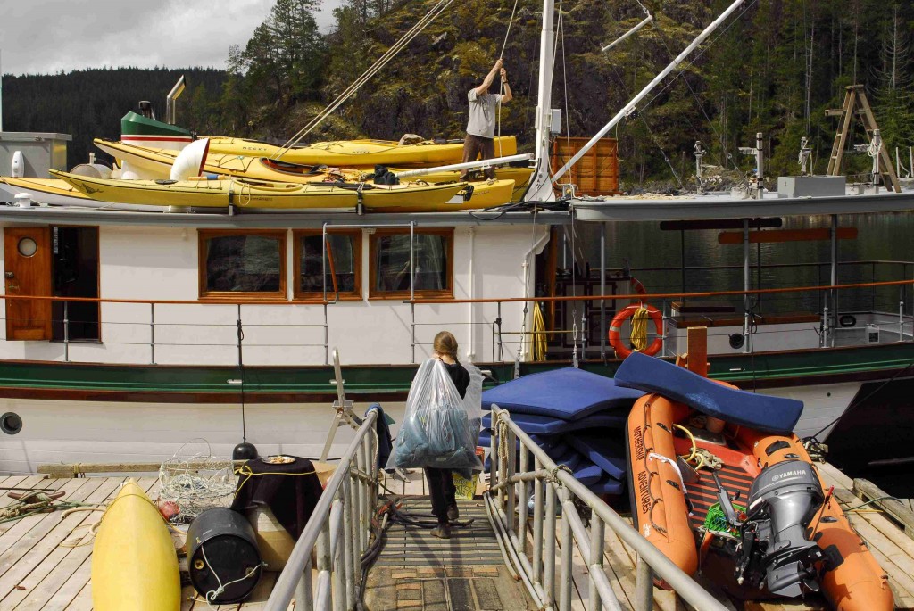 Supplies provisioning the COLUMBIA III for 2012 BC sea kayaking season